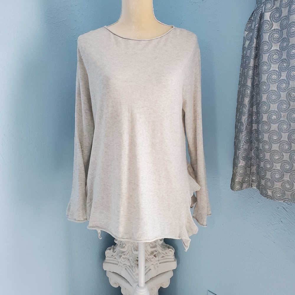 💥NWT Zara knit side ruffle long sleeve top B13